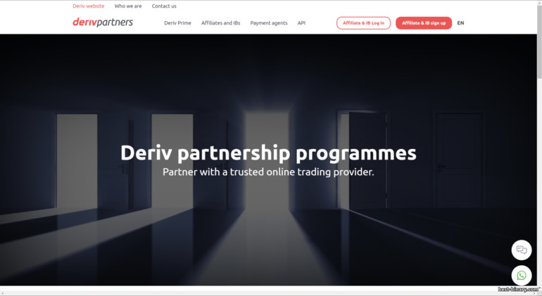 เว็บไซต์อย่างเป็นทางการของโครงการหุ้นส่วน Deriv Partners