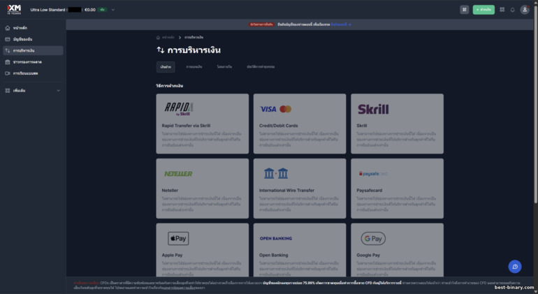 วิธีฝากเงินสำหรับบัญชีเทรด XM วิธีฝากเงินสำหรับบัญชีเทรด XM