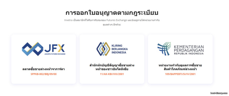 กฎเกณฑ์และใบอนุญาตของ Invetra กฎเกณฑ์และใบอนุญาตของ Invetra