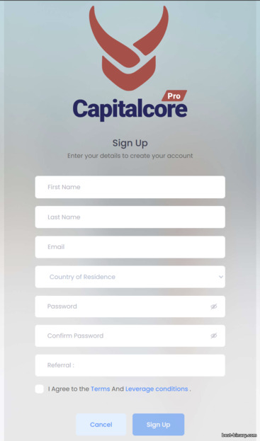 CapitalCore ลงทะเบียนบัญชี