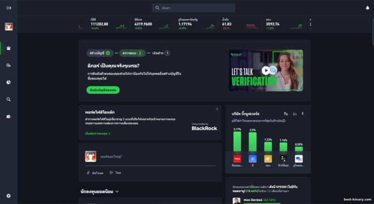 โบรกเกอร์ eToro บัญชีเทรด