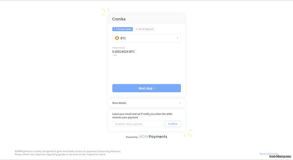 Cronika ตัวเลือกฝากคริปโต